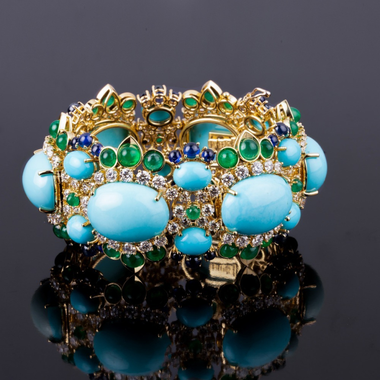 Aida, Bracciale con pietre dure, pietre di colore e diamanti